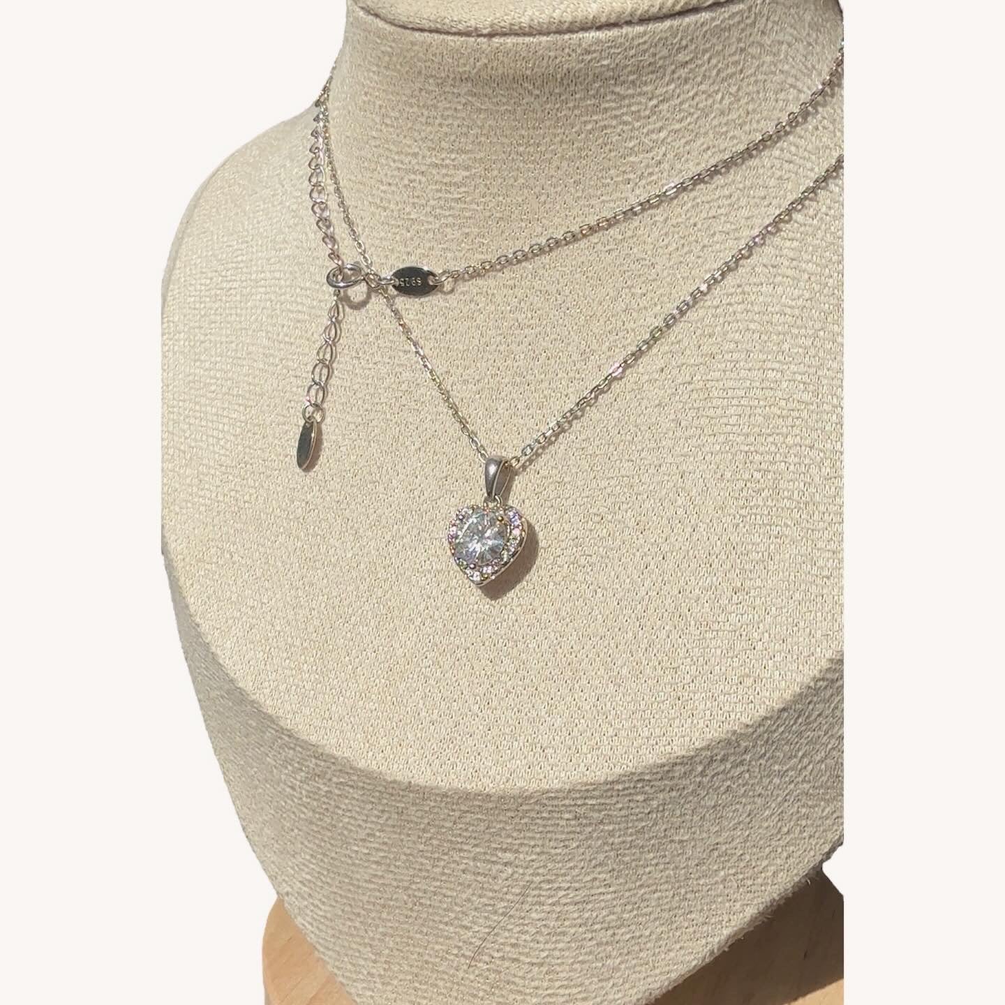 Moissanite Necklace Heart Plata 925