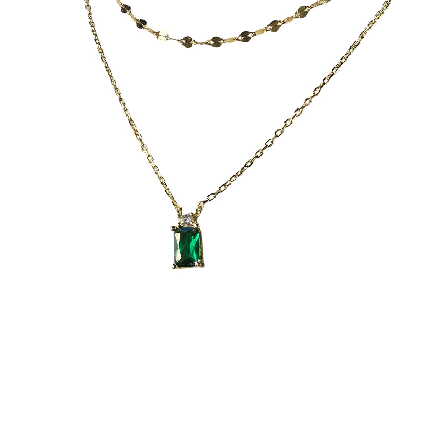 Two layer Gold/Green Necklace Plata 925