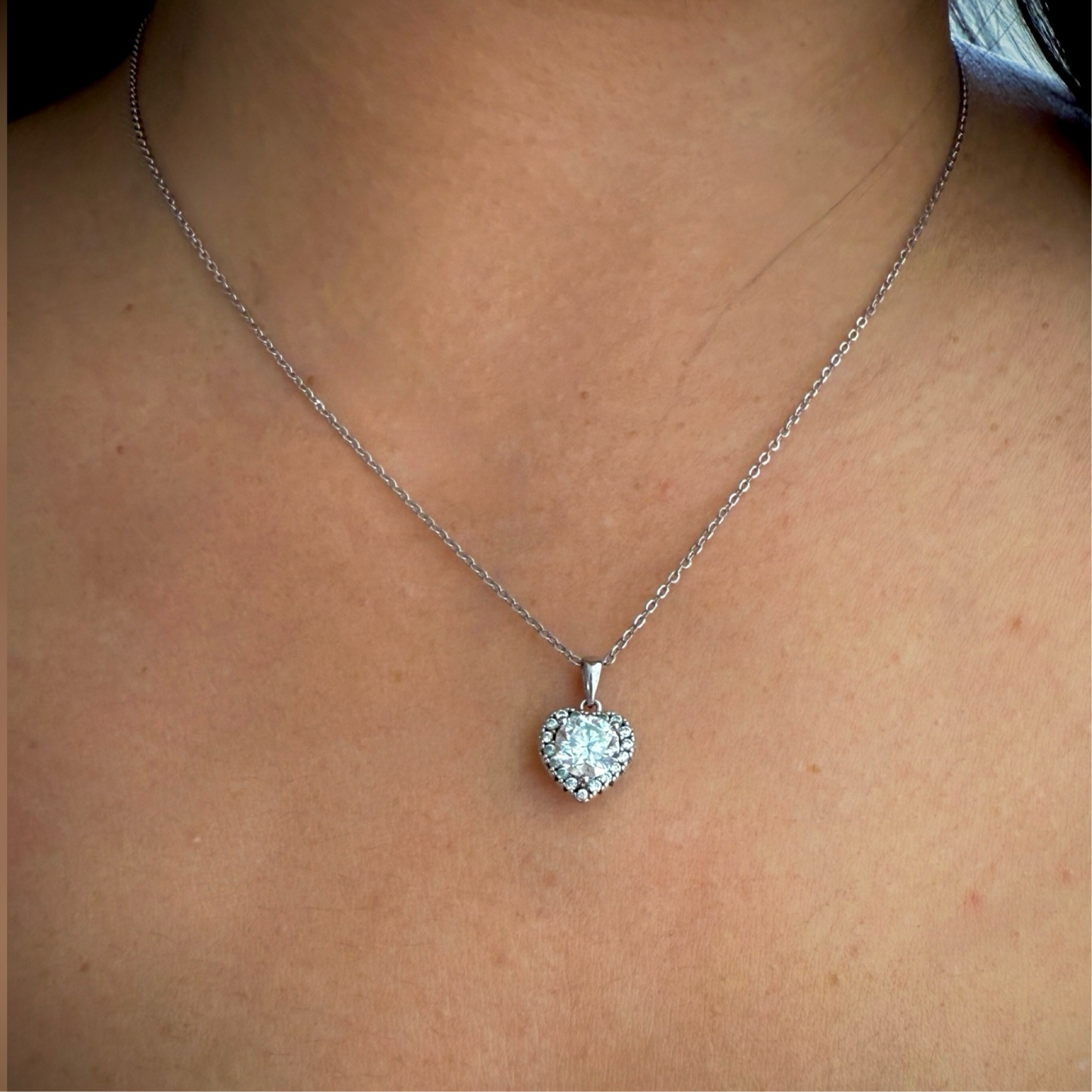 Moissanite Necklace Heart Plata 925