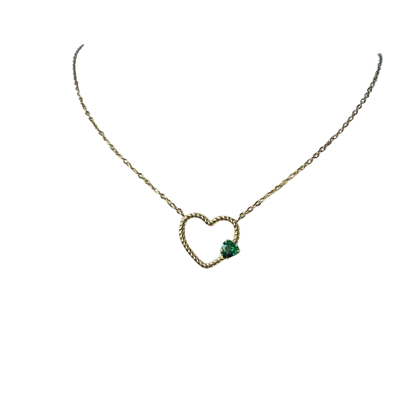 Gold/Green Heart Necklace Plata 925