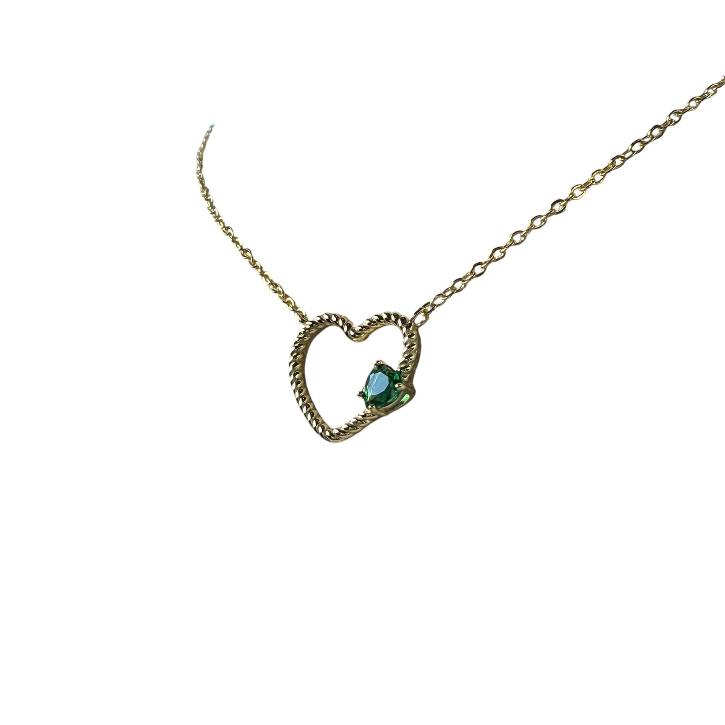 Gold/Green Heart Necklace Plata 925