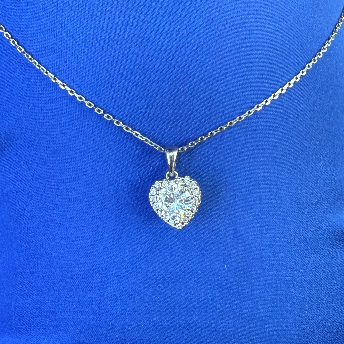 Moissanite Necklace Heart Plata 925