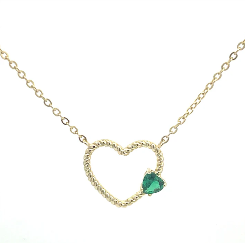 Gold/Green Heart Necklace