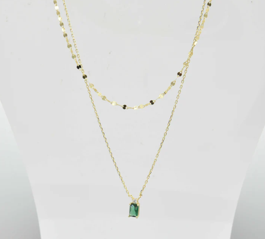 Two layer Gold/Green Necklace