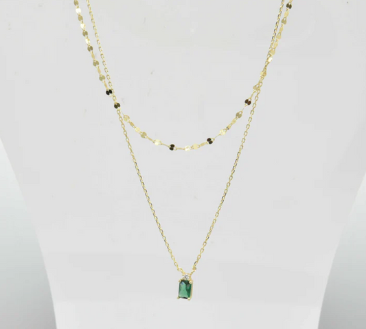 Two layer Gold/Green Necklace