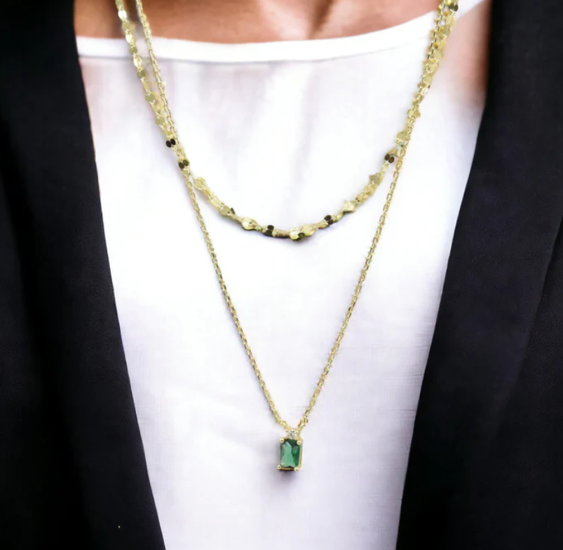 Two layer Gold/Green Necklace